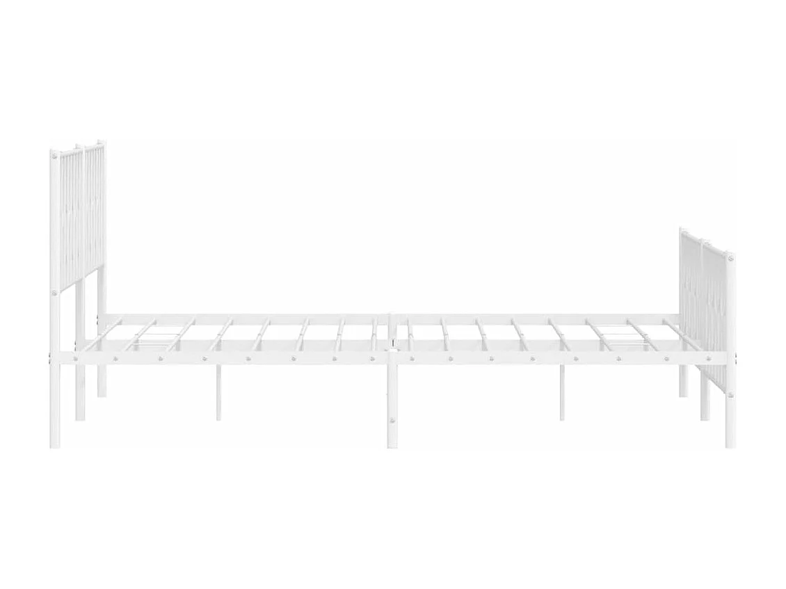 Bettgestell mit Kopf- und Fußteil Metall Weiß 200x200 cm