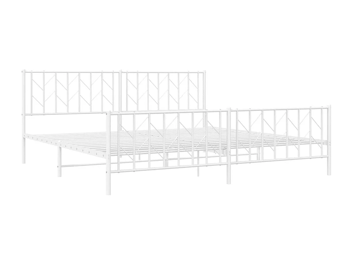 Bettgestell mit Kopf- und Fußteil Metall Weiß 200x200 cm