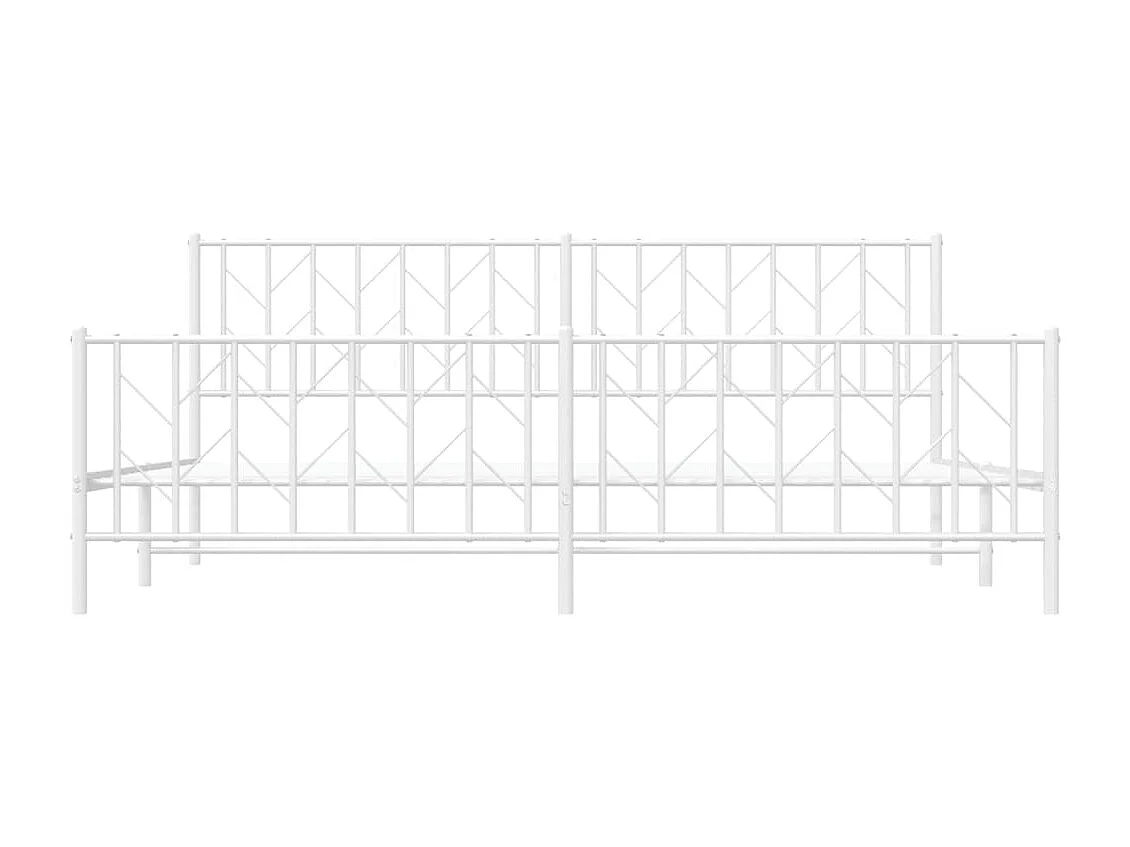 Bettgestell mit Kopf- und Fußteil Metall Weiß 200x200 cm