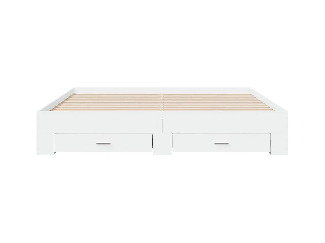 Giroletto con Cassetti Bianco 200x200 cm in Legno Multistrato