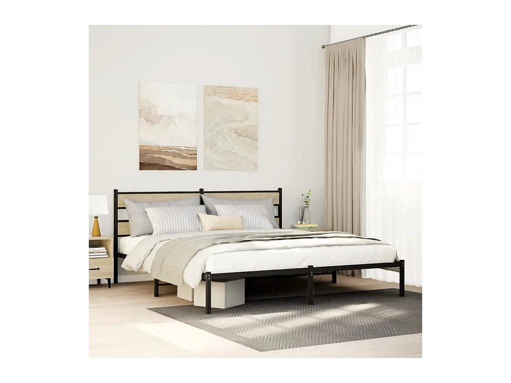Cadre de lit en métal sans matelas chêne sonoma 193x203 cm