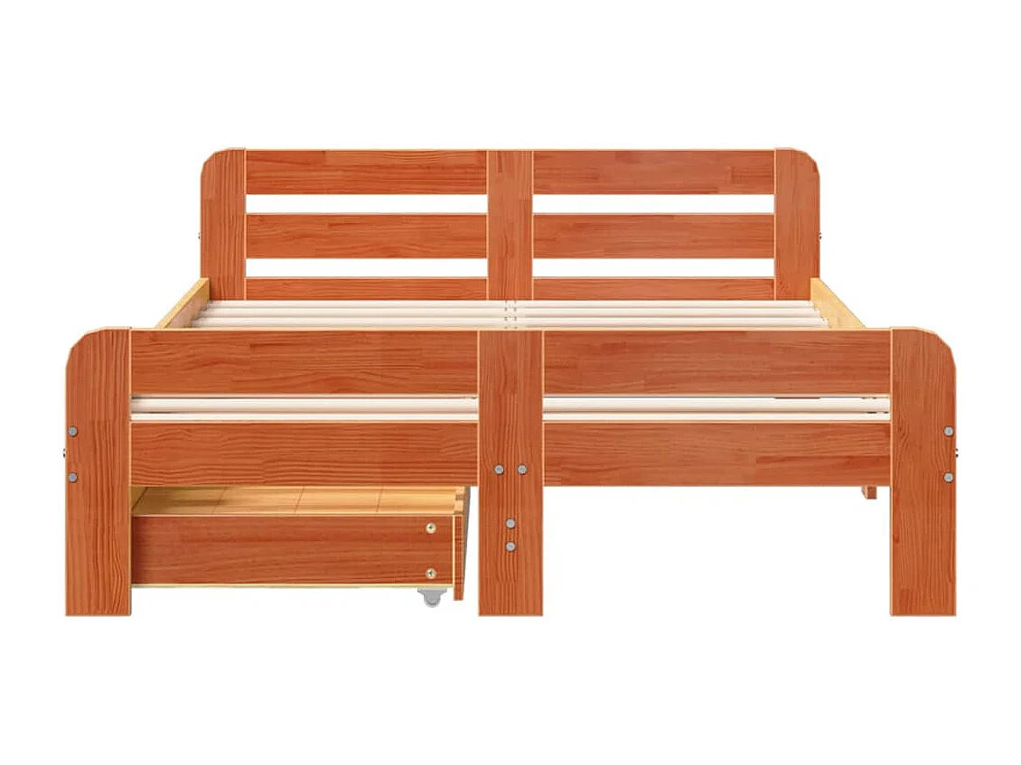 Estructura de cama sin colchón madera maciza marrón 135x190 cm