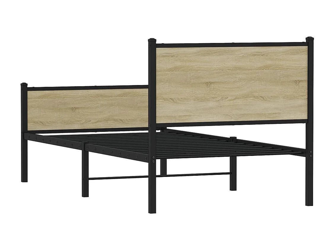 Cadre de lit en métal sans matelas chêne sonoma 107x203 cm