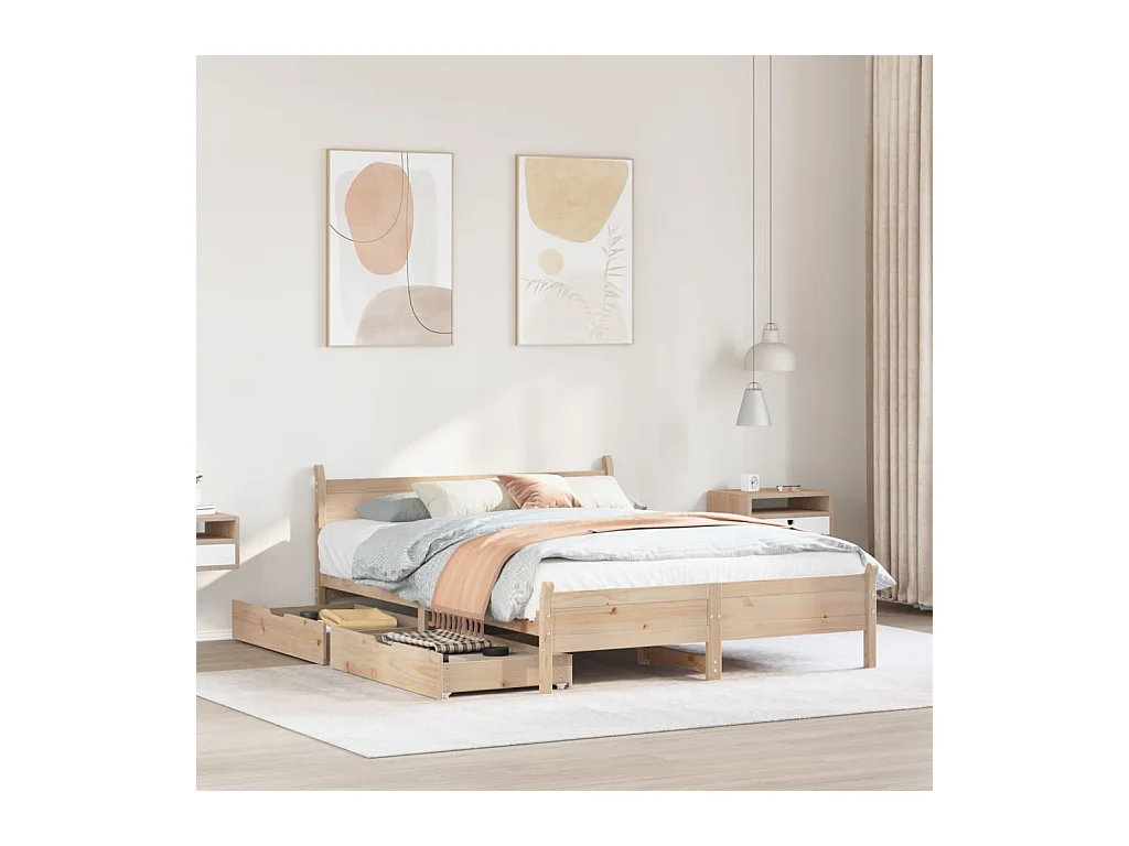 Cadre de lit sans matelas 135x190 cm bois de pin massif
