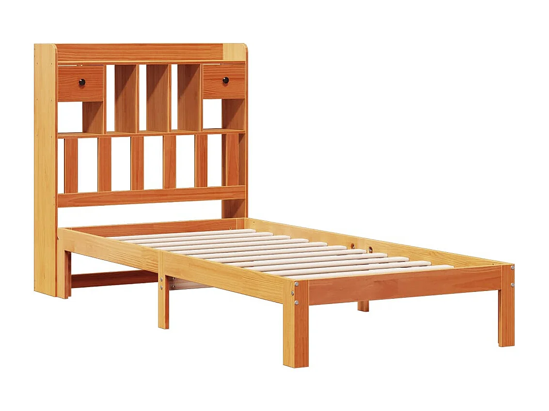 Lit bibliothèque sans matelas cire marron 100x200 cm pin massif