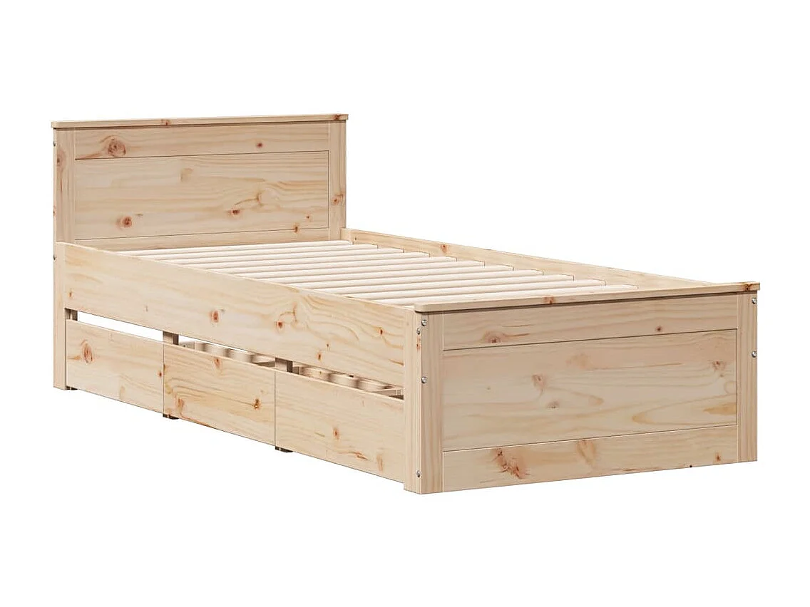 Cadre de lit sans matelas avec tête de lit 75x190 cm pin massif