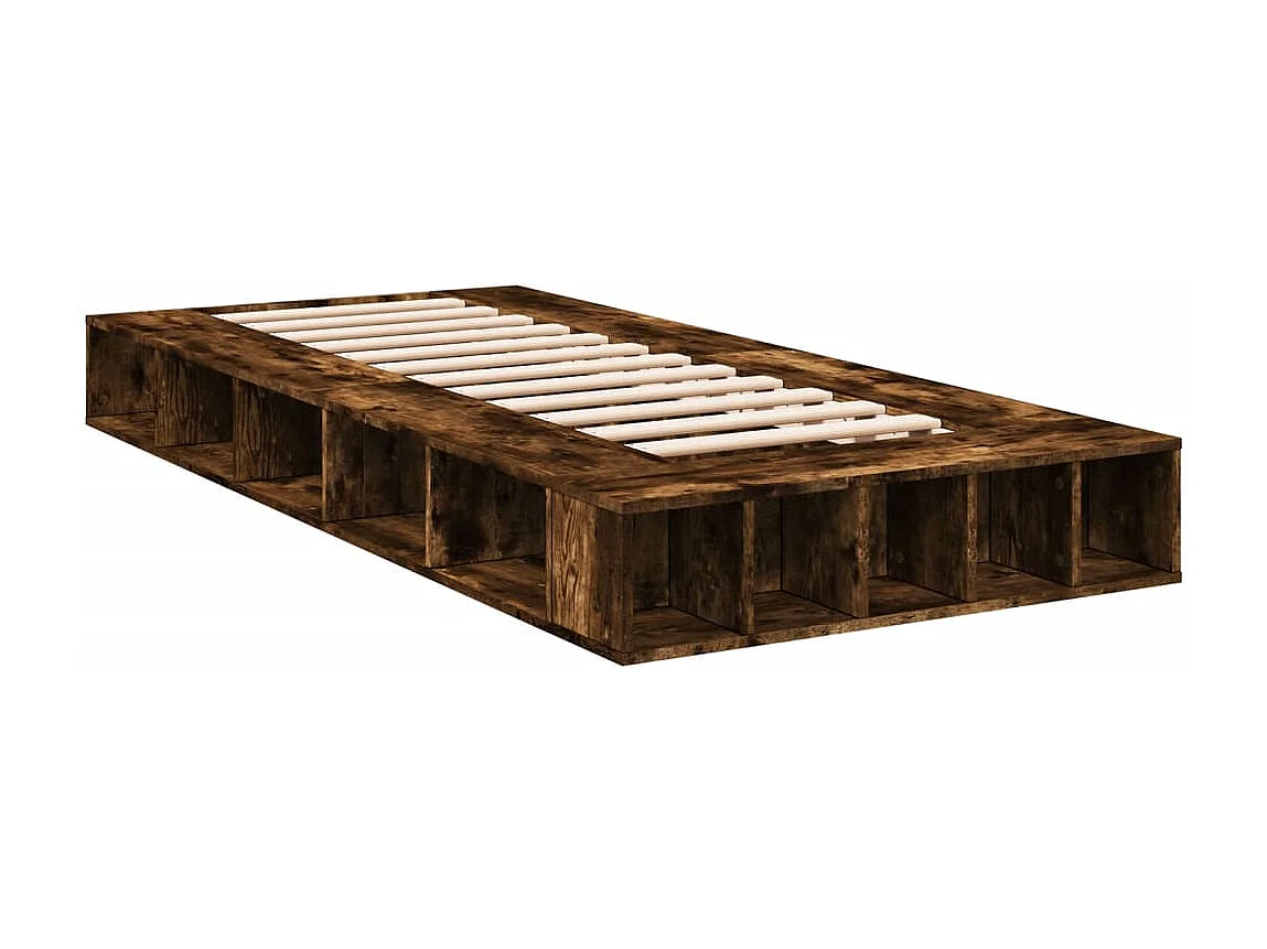 Cadre de lit sans matelas chêne fumé 75x190 cm