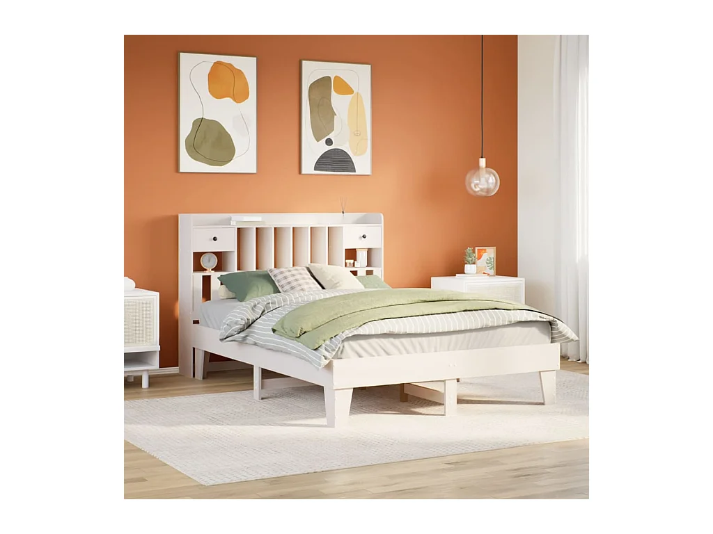 Cadre de lit sans matelas blanc 140x200 cm bois de pin massif