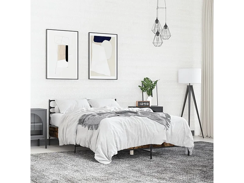 Cadre de lit sans matelas chêne fumé 140x200 cm