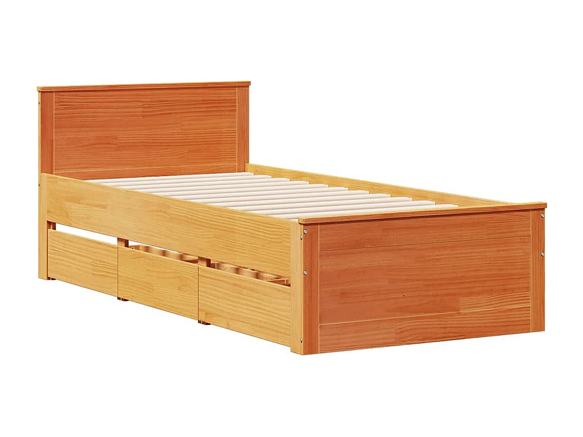 Cama sem colchão com cabeceira 90x200 cm madeira pinho maciça