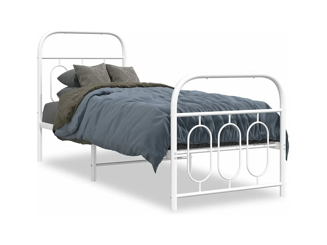 Bedframe met hoofd- en voeteneinde metaal wit 75x190 cm