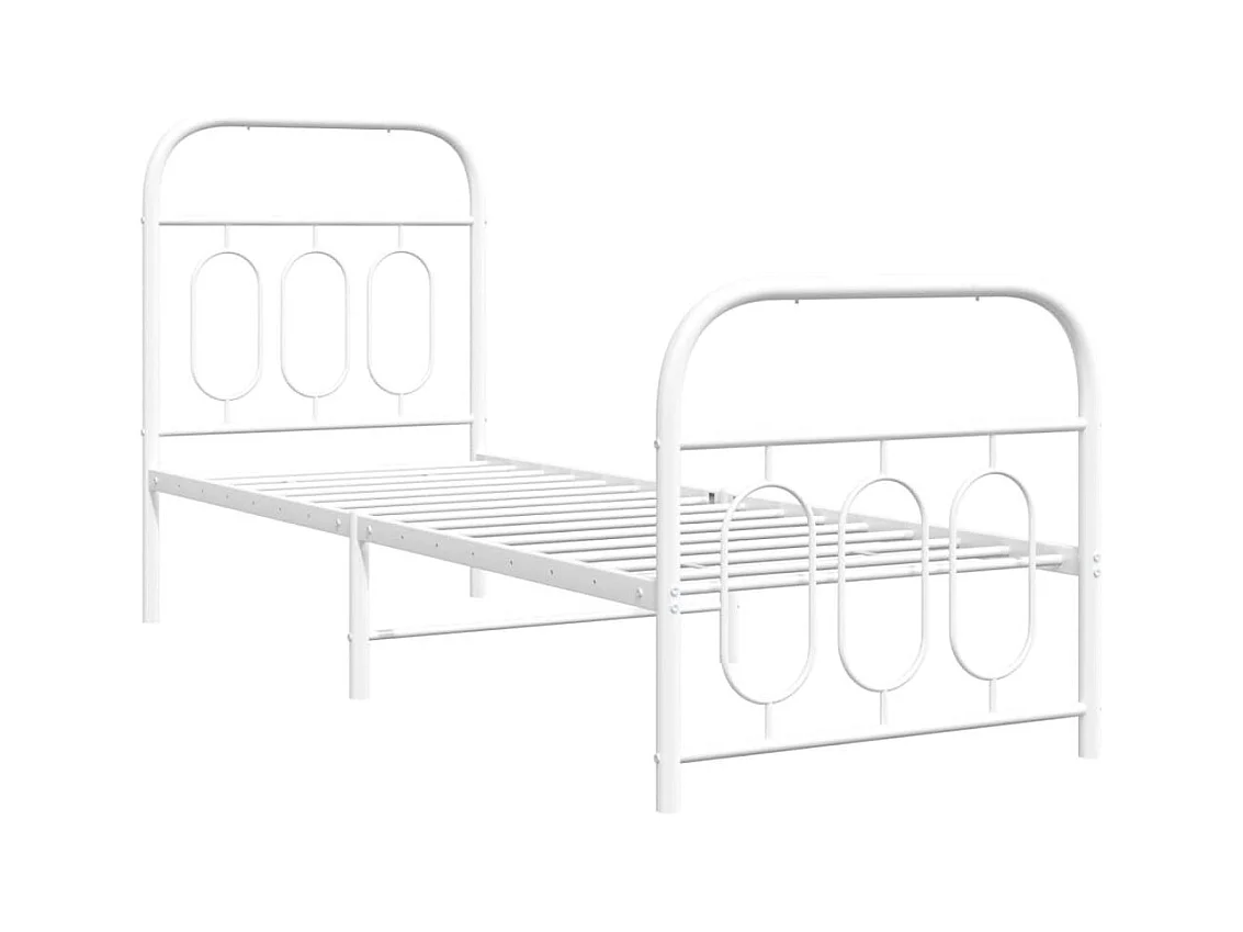Bedframe met hoofd- en voeteneinde metaal wit 75x190 cm