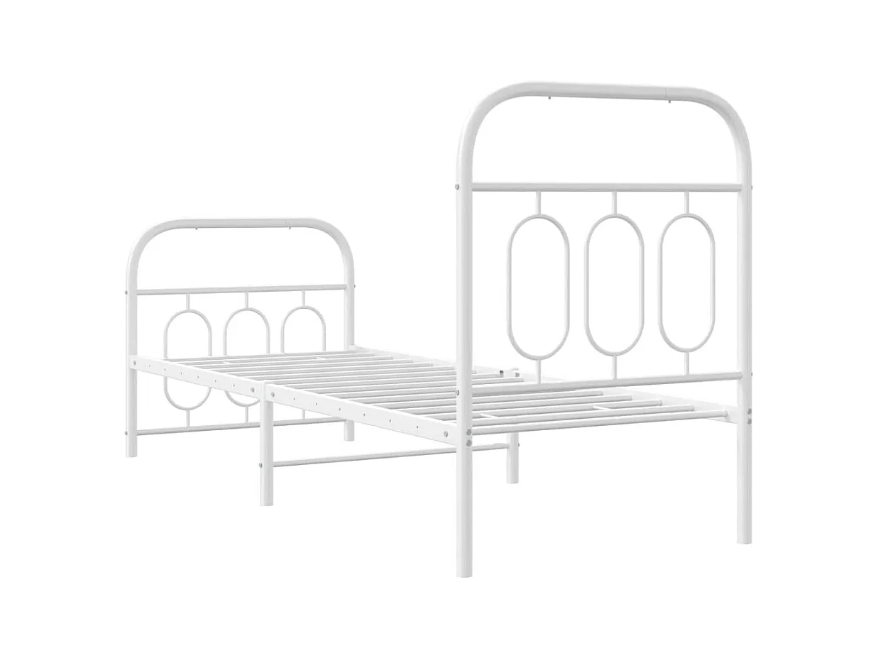 Bedframe met hoofd- en voeteneinde metaal wit 75x190 cm