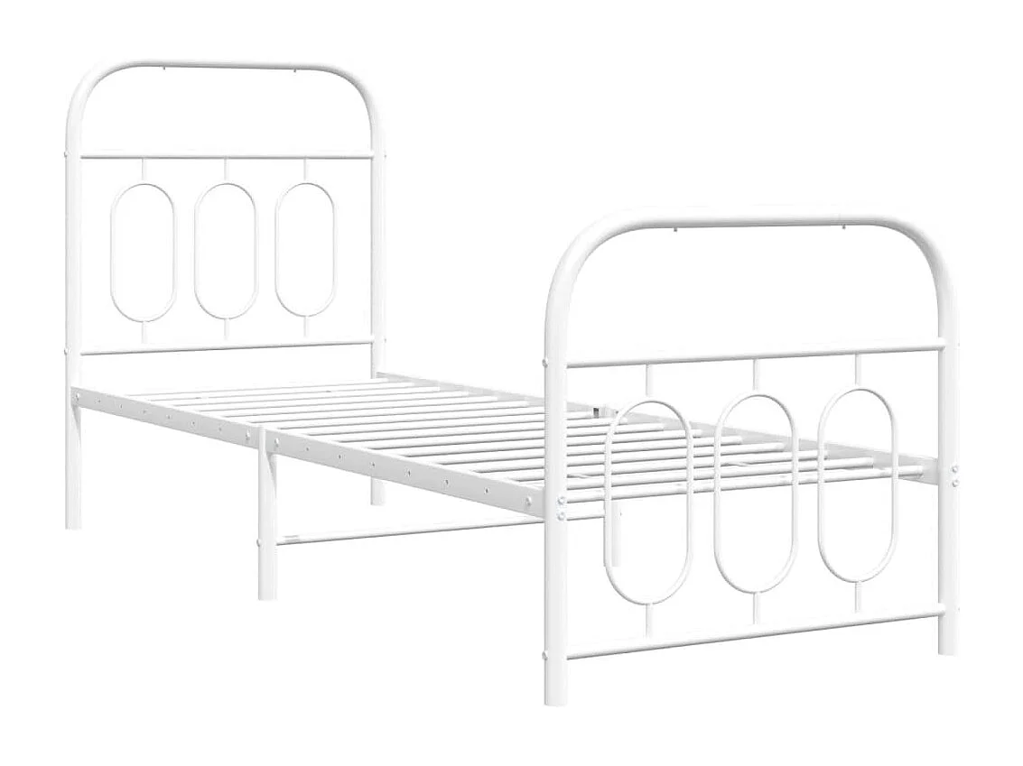 Estrutura de cama com cabeceira e pés 75x190 cm metal branco