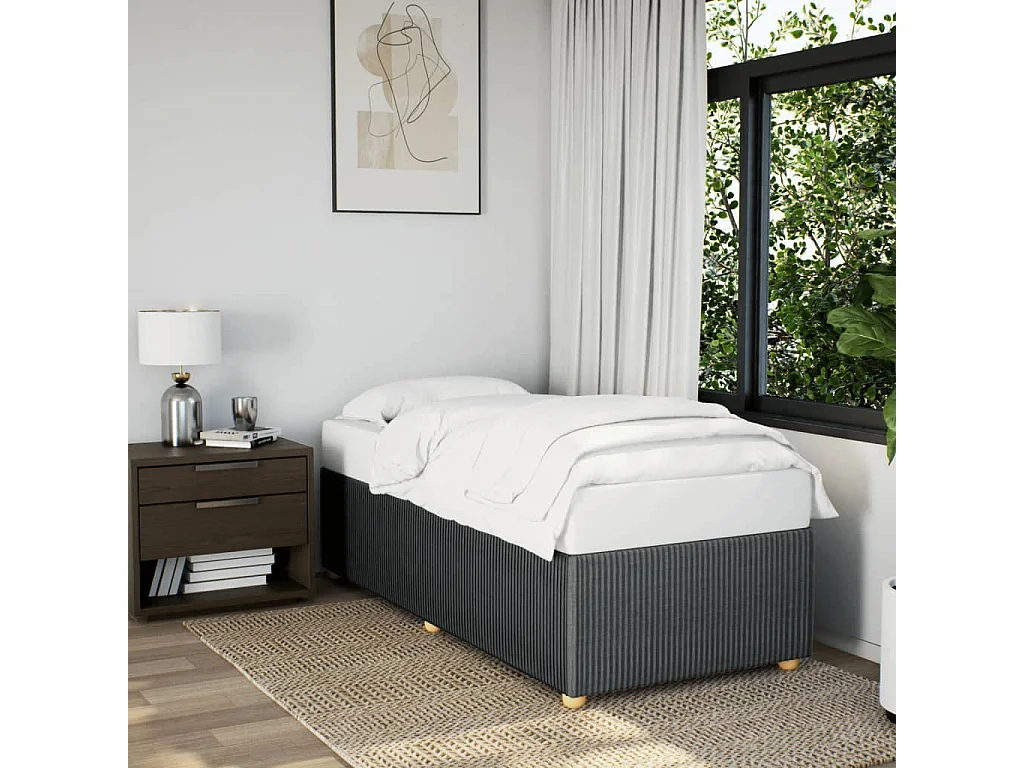 Cadre de lit sans matelas gris foncé 90x190 cm tissu