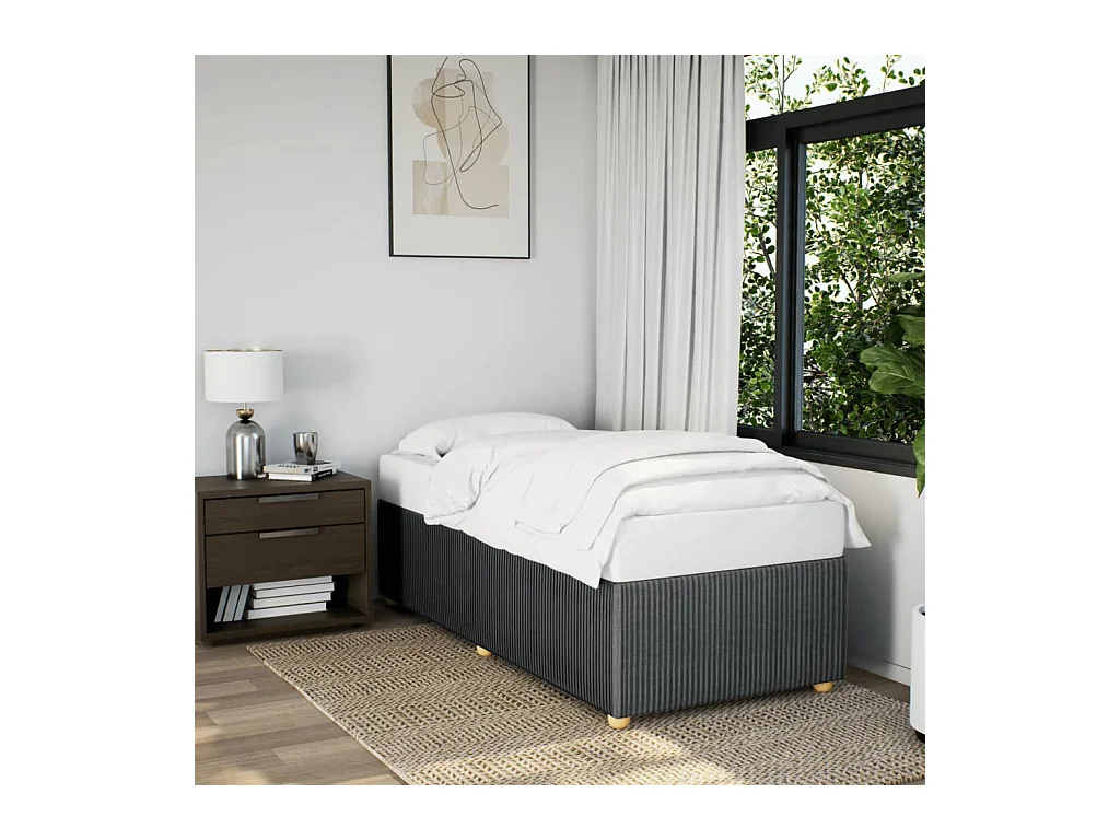 Cadre de lit sans matelas gris foncé 90x190 cm tissu