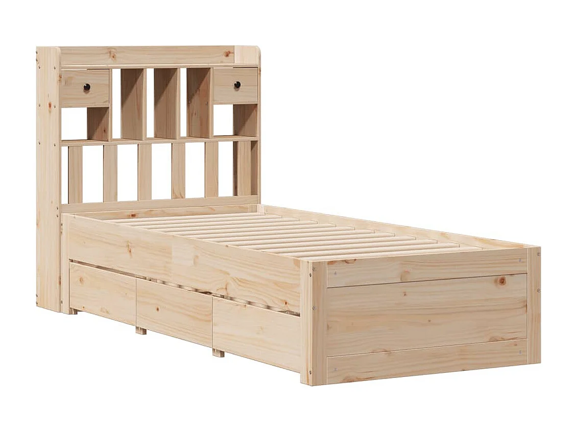 Giroletto con Libreria senza Materasso 75x190 cm in Legno Pino