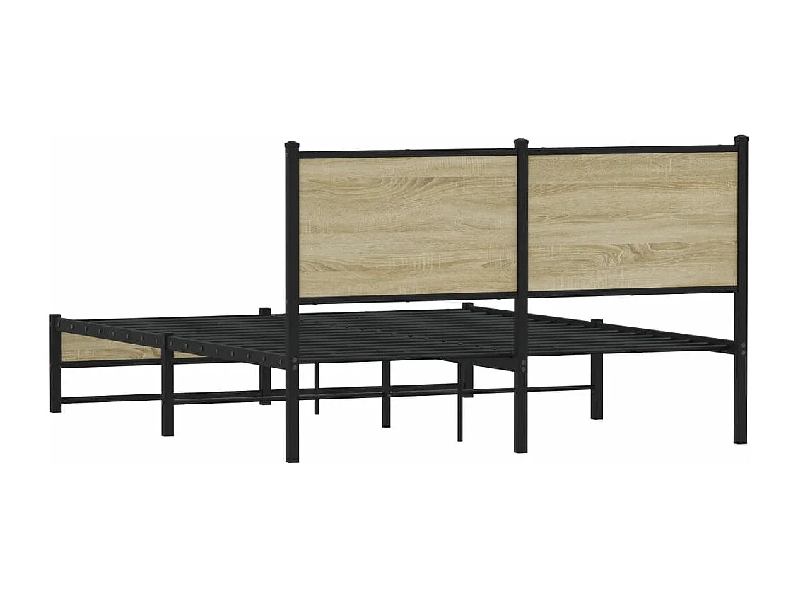 Cadre de lit en métal sans matelas chêne sonoma 140x200 cm