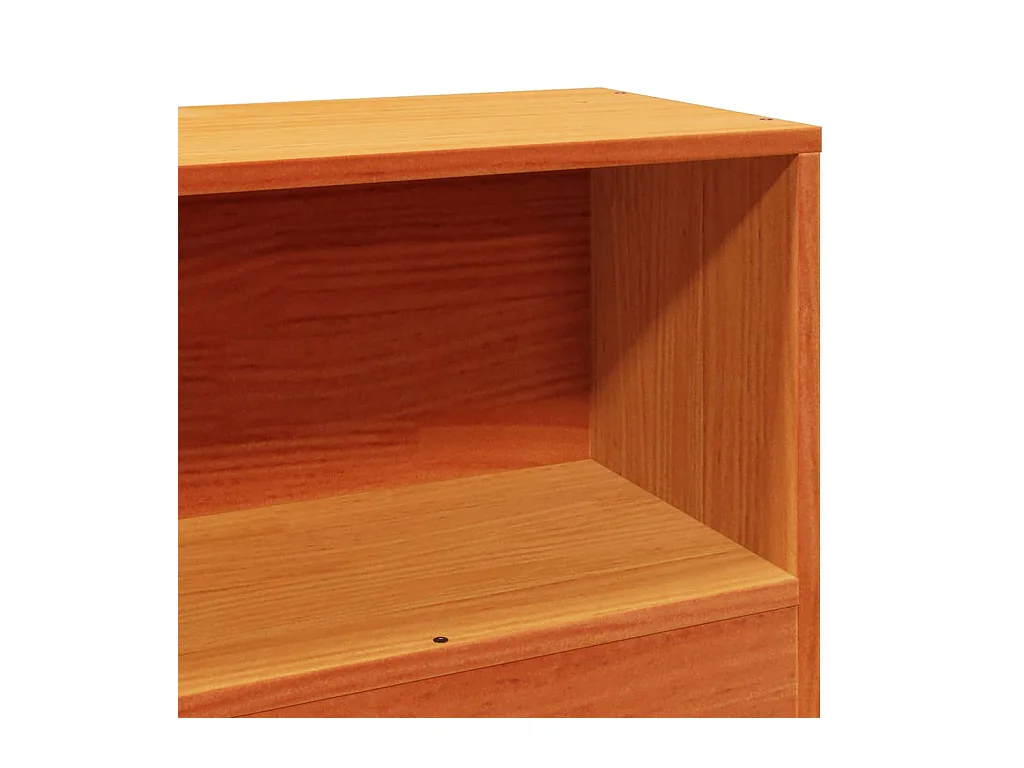 Bed met boekenkast zonder matras massief hout wasbruin 75x190cm