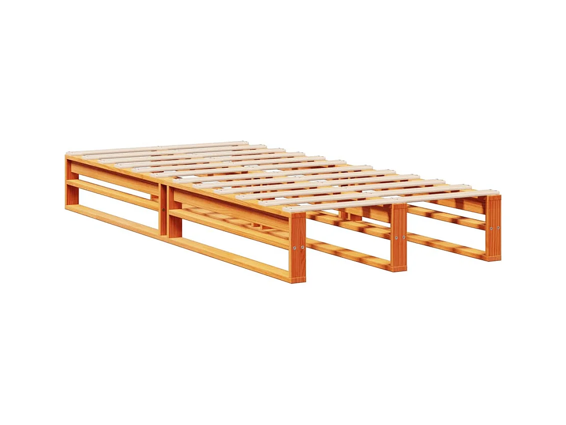 Bed met boekenkast zonder matras massief hout wasbruin 75x190cm