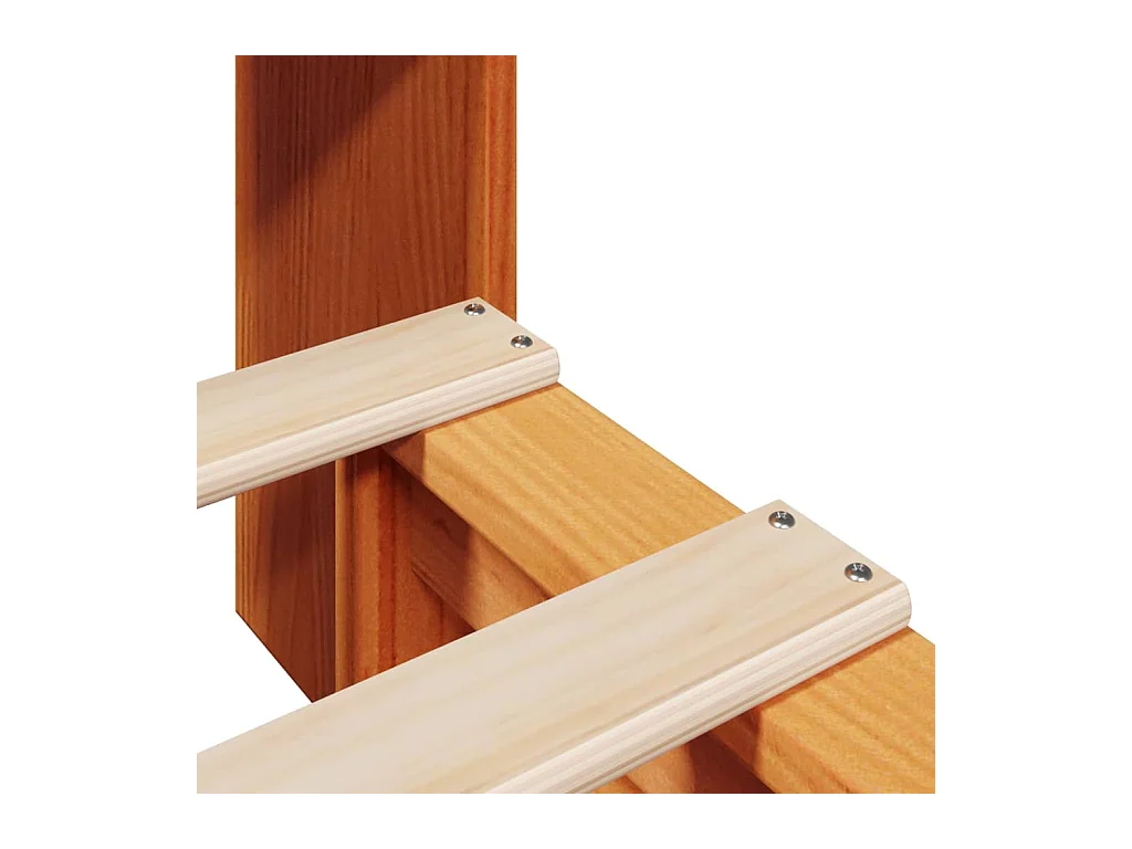Bed met boekenkast zonder matras massief hout wasbruin 75x190cm