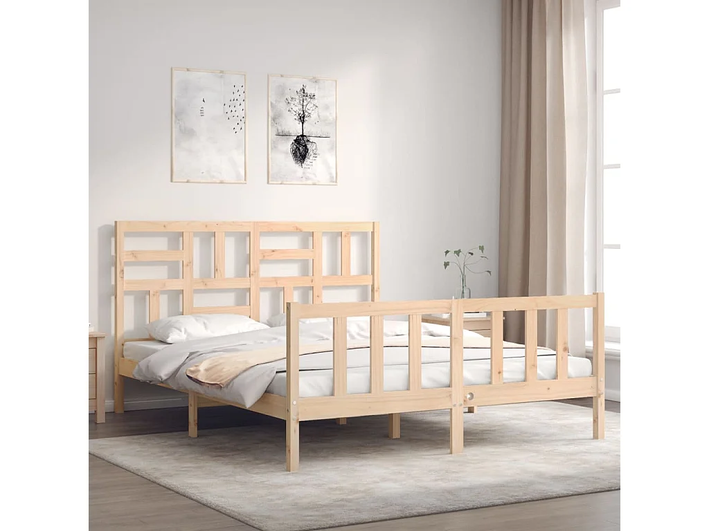 Cadre de lit sans matelas 160x200 cm bois massif de pin