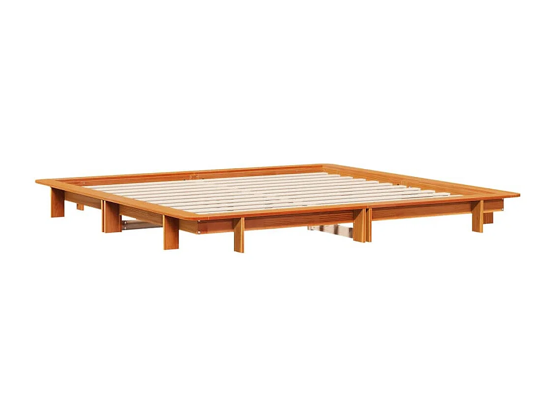 Cadre de lit sans matelas cire marron 180x200cm bois pin massif