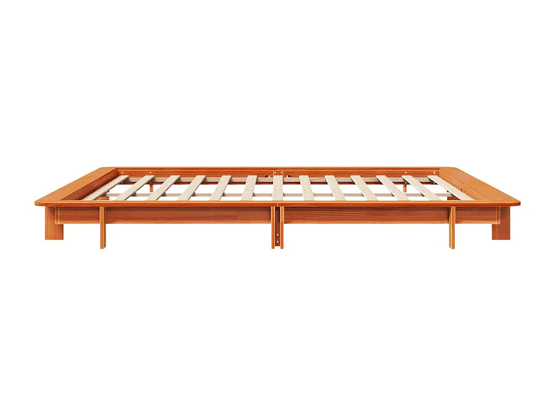 Cadre de lit sans matelas cire marron 180x200cm bois pin massif