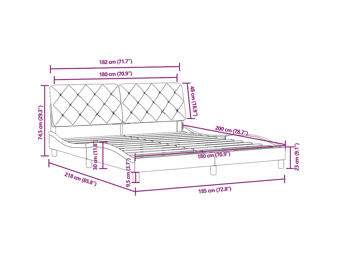Estructura de cama sin colchón terciopelo gris claro 180x200 cm