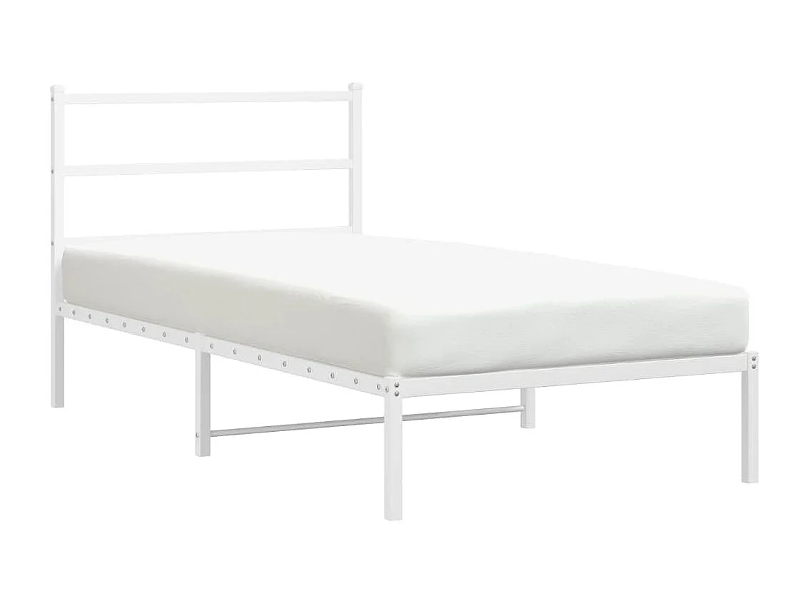 Bedframe met hoofdbord metaal wit 107x203 cm