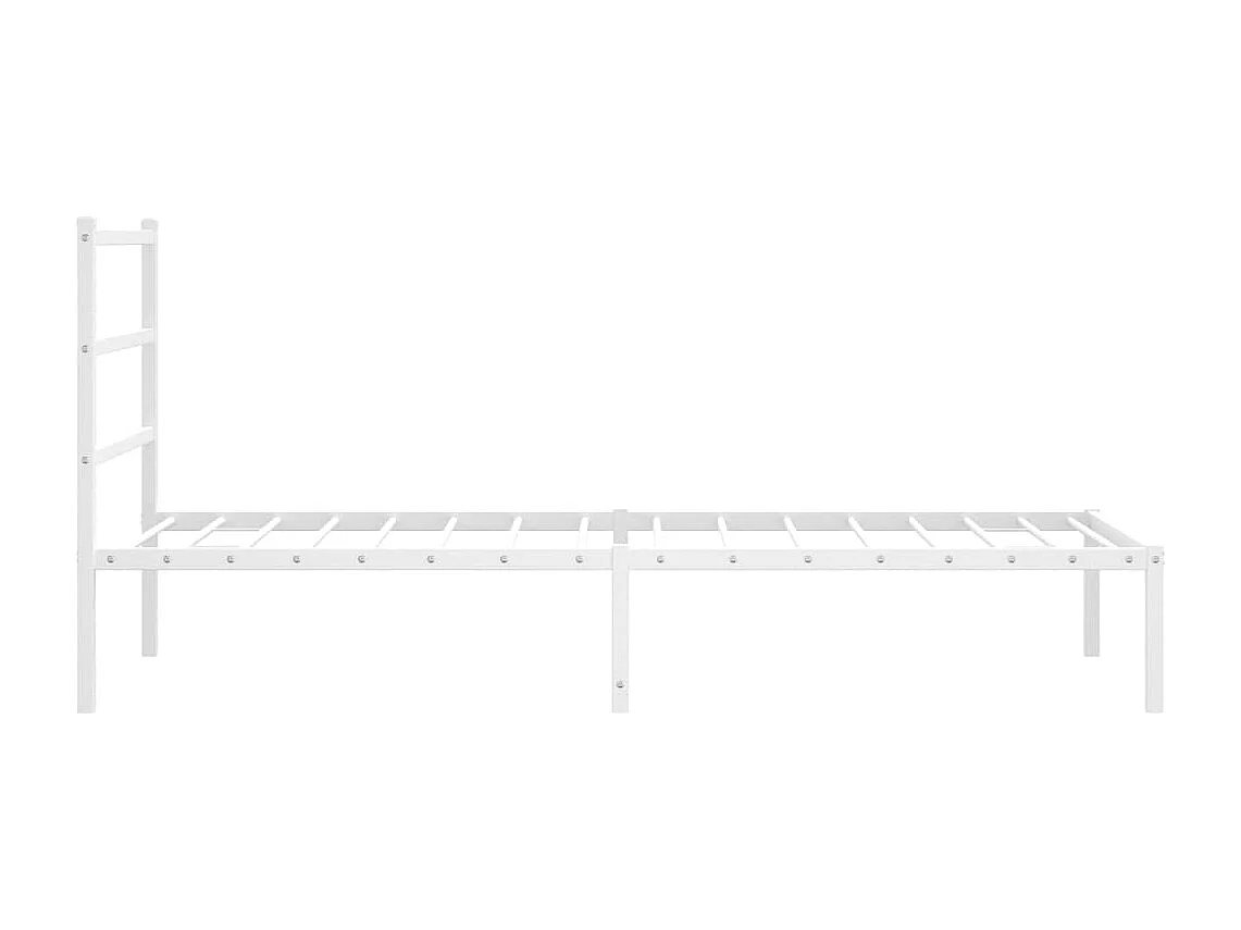 Cadre de lit métal sans matelas et tête de lit blanc 107x203 cm