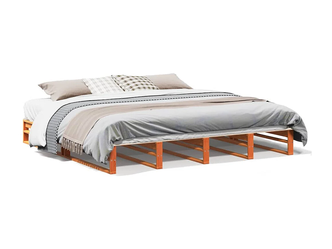 Letto senza Materasso Marrone Cera 200x200 cm in Legno di Pino