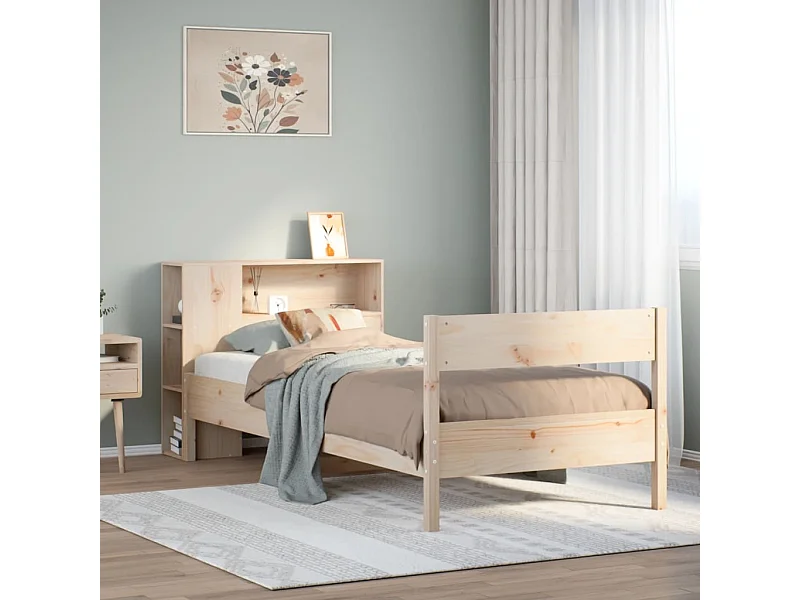 Giroletto con Libreria senza Materasso 75x190 cm in Legno Pino