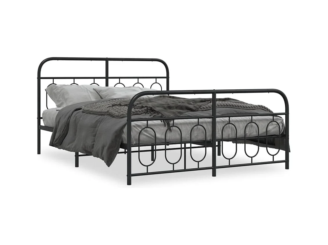 Giroletto con Testiera e Pediera Metallo Nero 135x190 cm