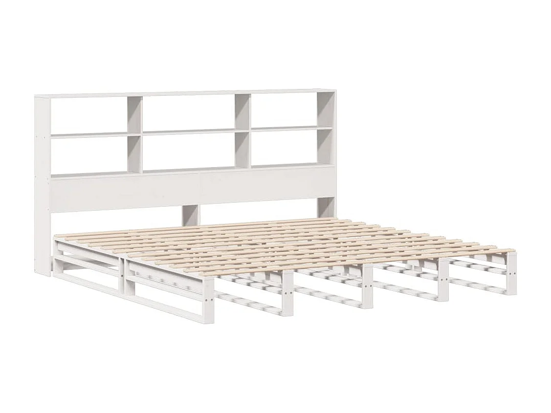 Lit bibliothèque sans matelas blanc 180x200 cm bois massif