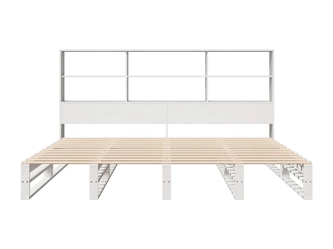 Lit bibliothèque sans matelas blanc 180x200 cm bois massif