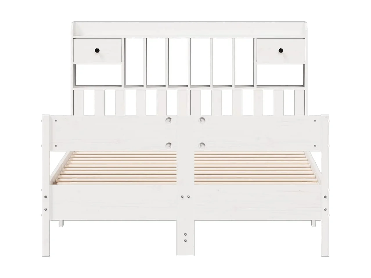 Lit bibliothèque sans matelas blanc 140x190 cm bois pin massif