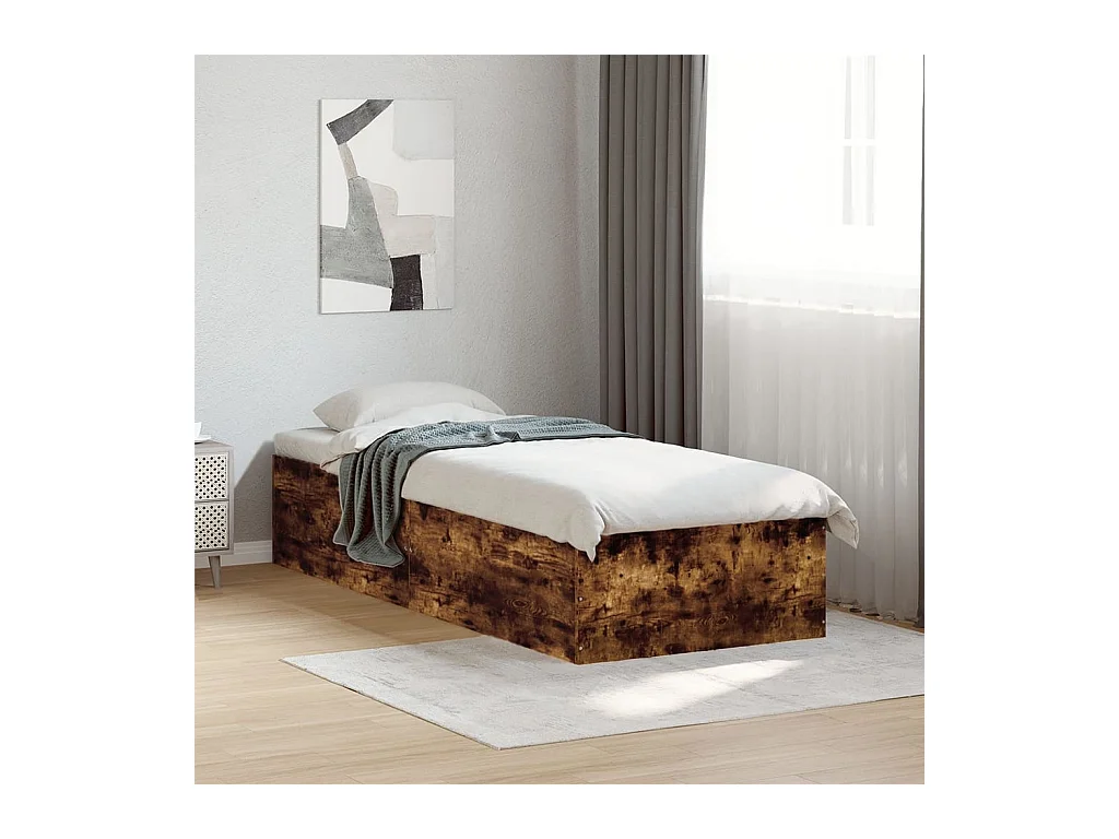 Cadre de lit sans matelas chêne fumé 100x200 cm