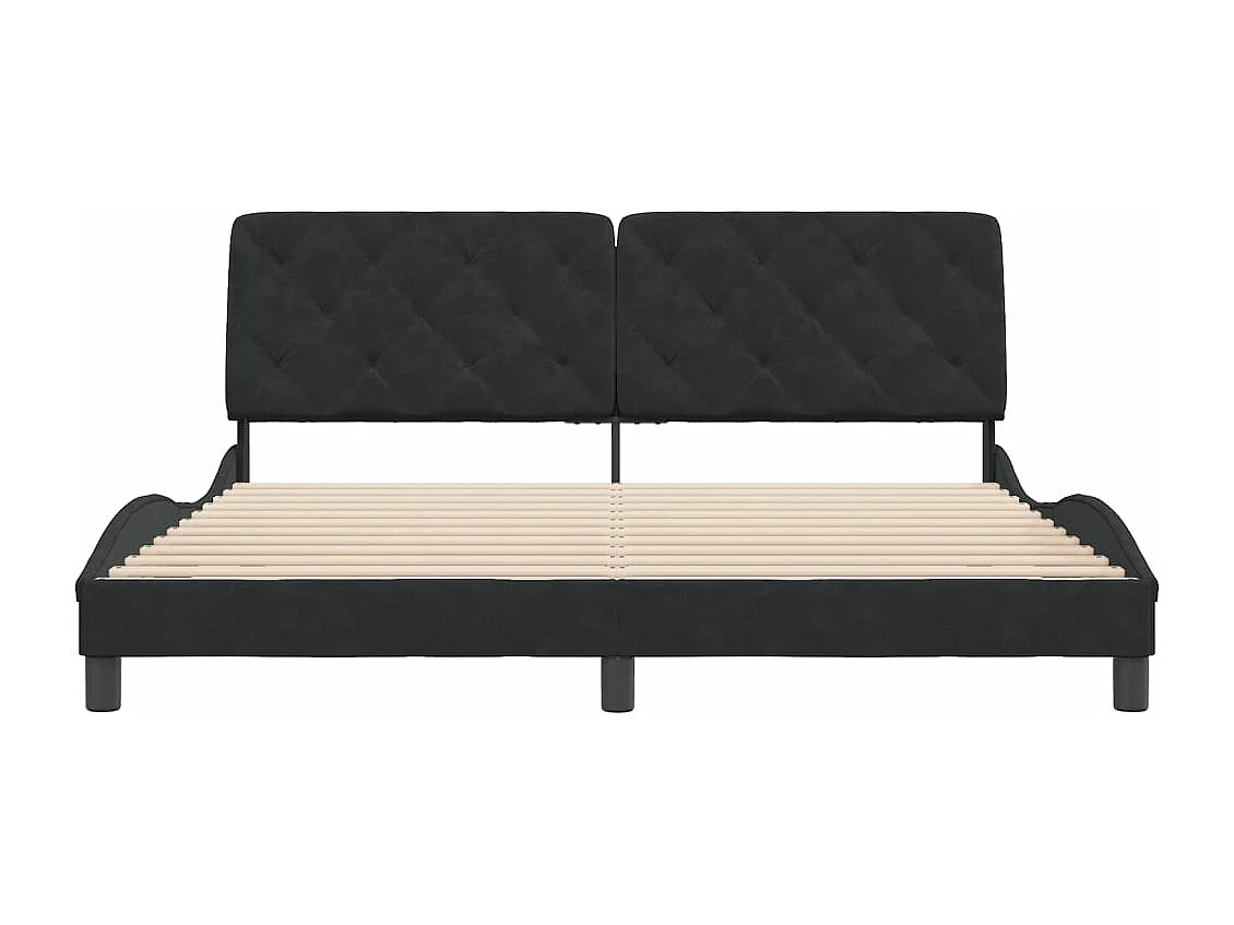 Cadre de lit sans matelas noir 180x200 cm velours