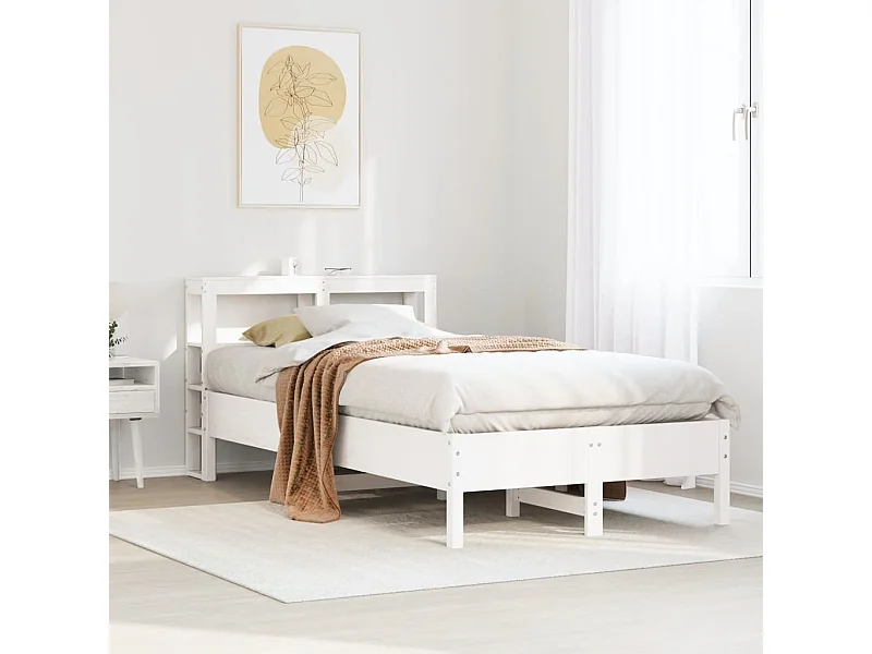 Letto senza Materasso Bianco 90x190 cm in Legno Massello Pino