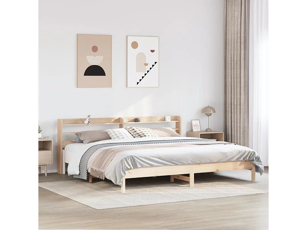 Letto senza Materasso 200x200 cm in Legno Massello di Pino