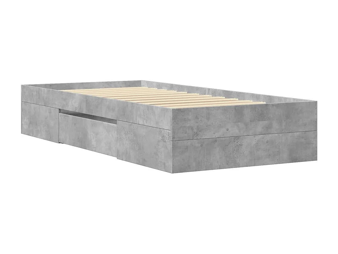 Cadre de lit sans matelas gris béton 75x190cm bois d'ingénierie