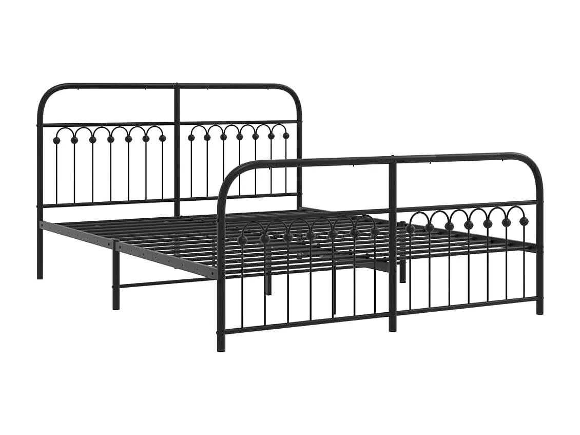 Cadre de lit métal sans matelas avec pied de lit noir 150x200cm