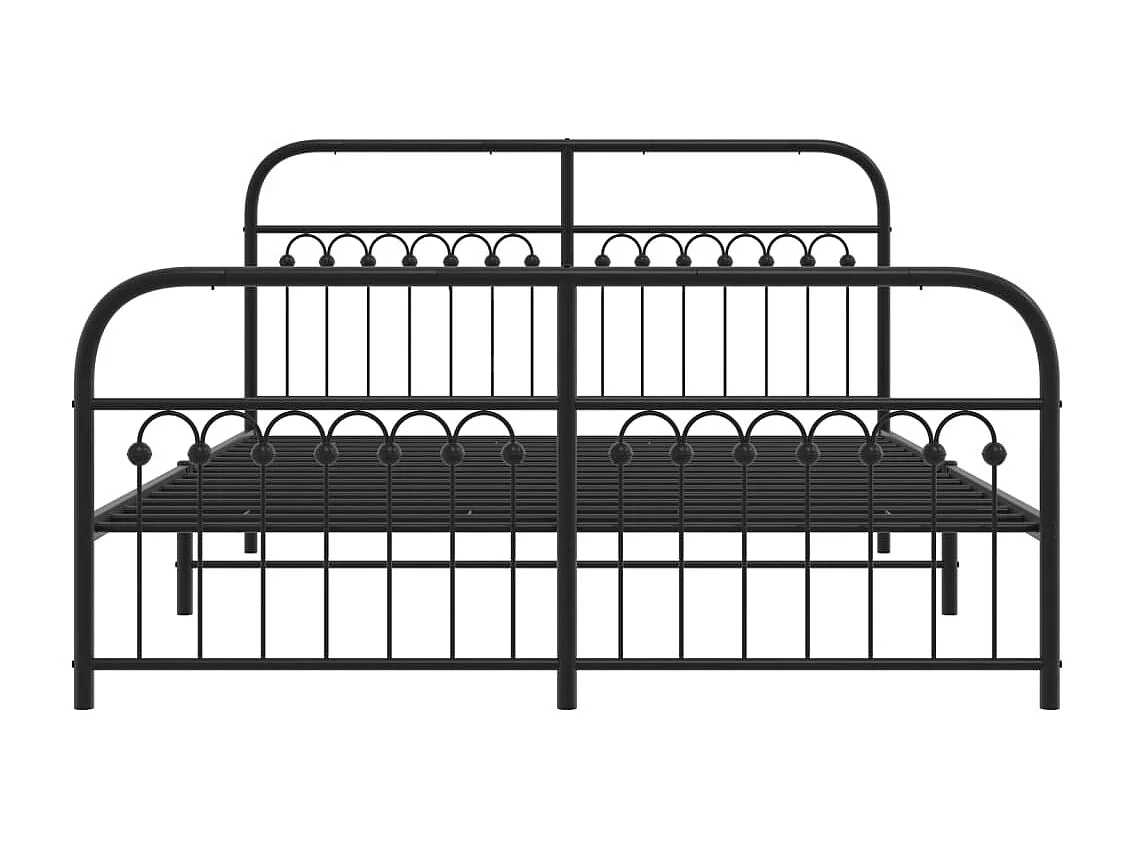 Cadre de lit métal sans matelas avec pied de lit noir 150x200cm