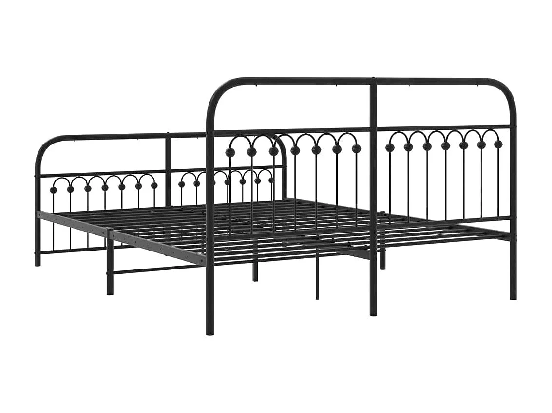 Cadre de lit métal sans matelas avec pied de lit noir 150x200cm