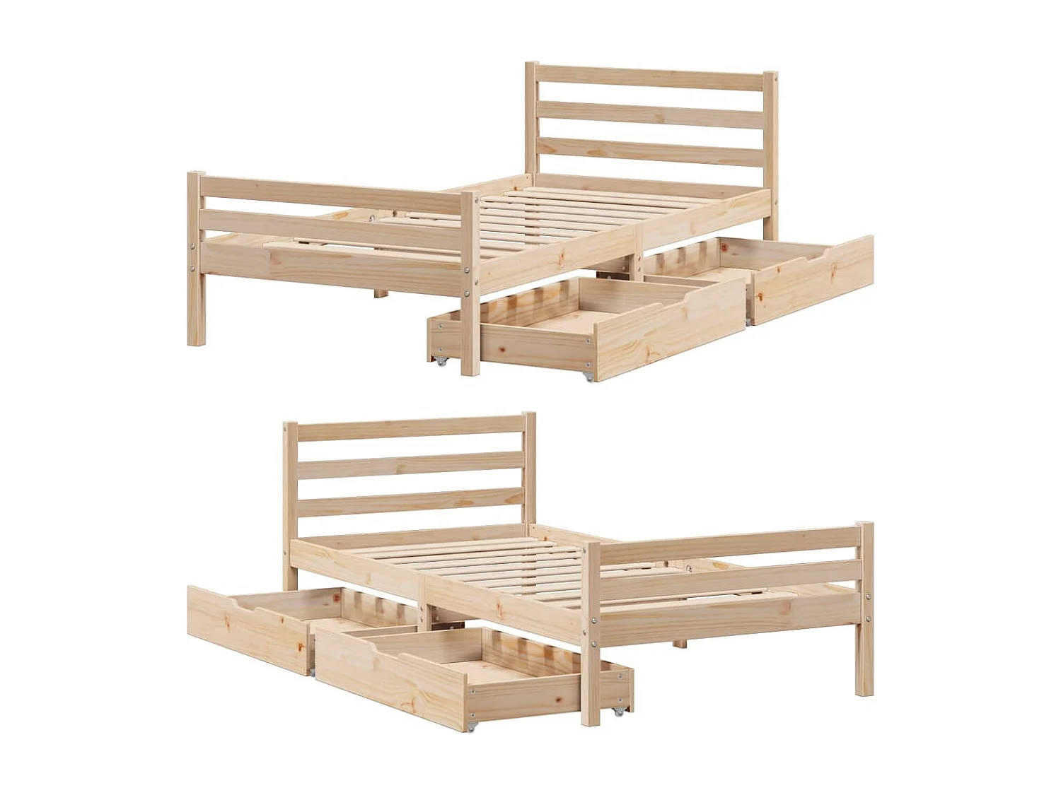 Bedframe zonder matras massief grenenhout 90x200 cm