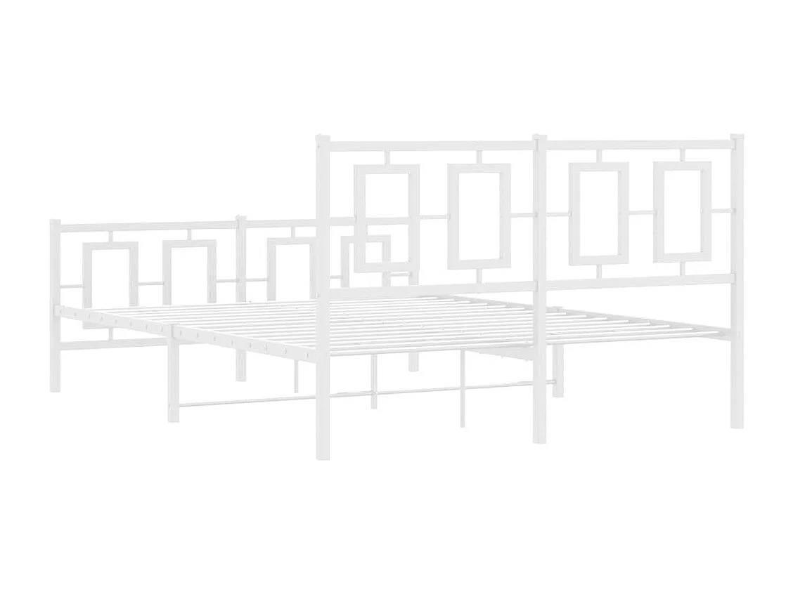 Cadre de lit métal sans matelas et pied de lit blanc 140x190 cm