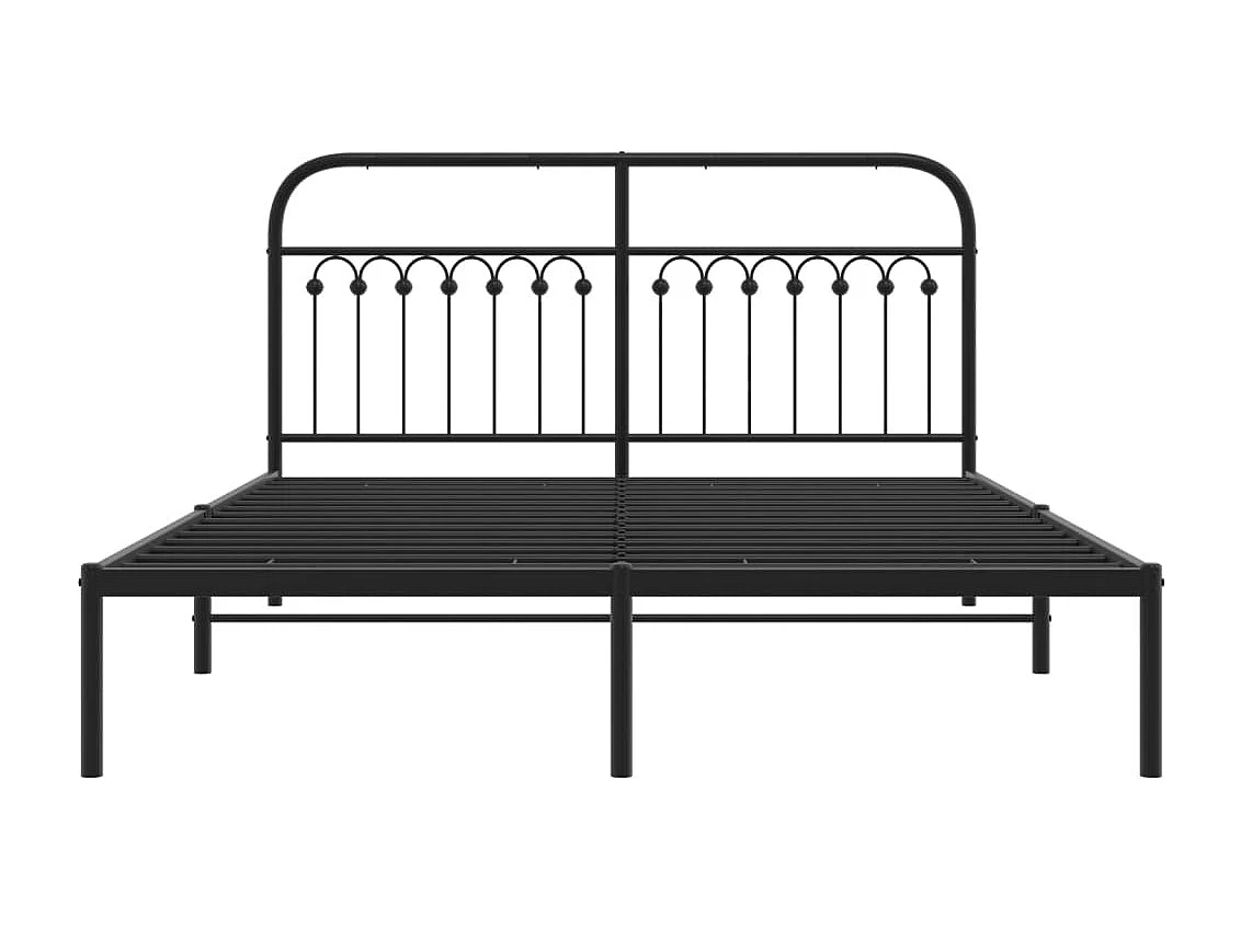 Cadre de lit métal sans matelas et tête de lit noir 160x200 cm