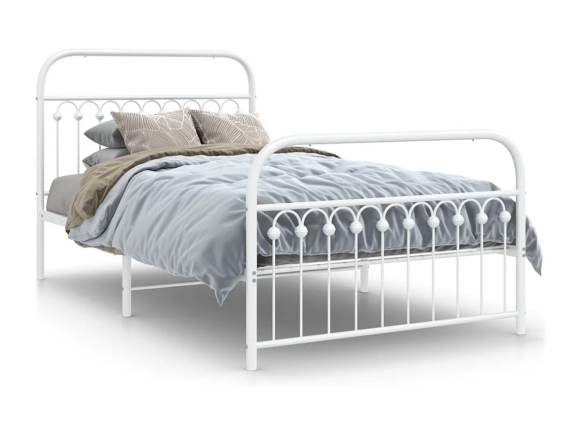 Estructura cama sin colchón con estribo metal blanco 107x203 cm