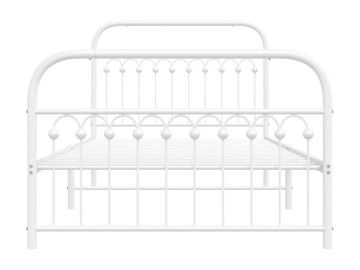 Cadre de lit métal sans matelas et pied de lit blanc 107x203 cm